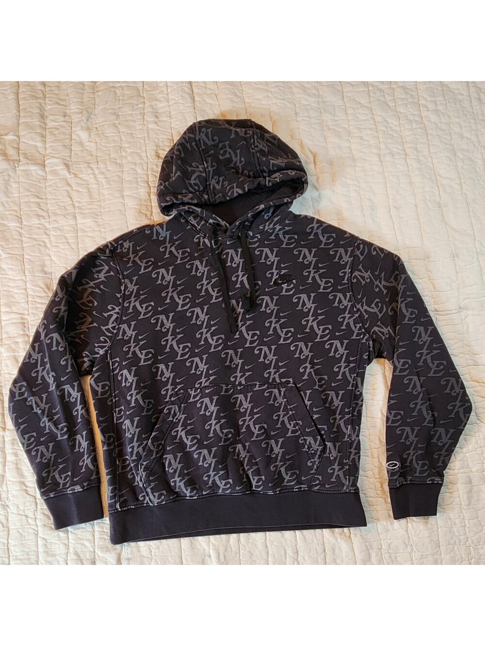 Nike Sportswear Club Fleece Monogram Pullover Hoodie Black Men's Med FZ2230-011